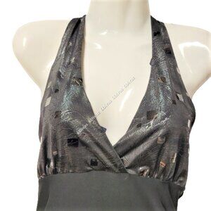 METALLIC Silver And Black Glitter Halter Top Size M